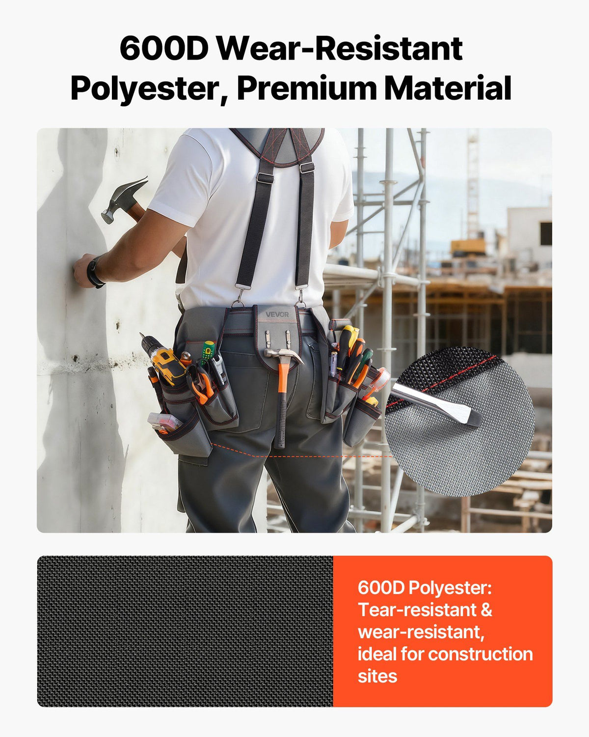 Tool Belt, 22 Pockets Tool Pouch with Suspenders for Men, Heavy Duty Adjustable Utility Belt Bag Suspenders V952-GJDDKXCGKSYBIQ911001V0