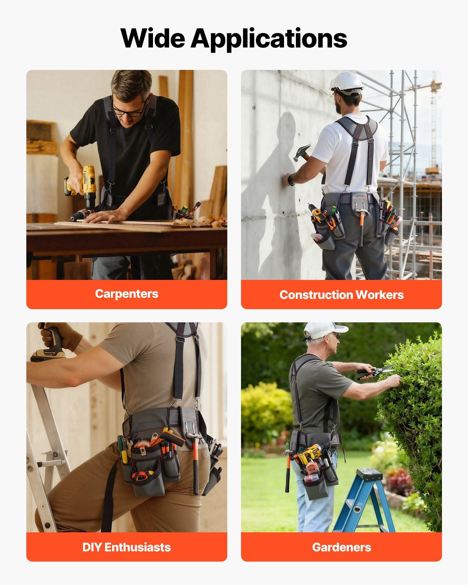 Tool Belt, 22 Pockets Tool Pouch with Suspenders for Men, Heavy Duty Adjustable Utility Belt Bag Suspenders V952-GJDDKXCGKSYBIQ911001V0