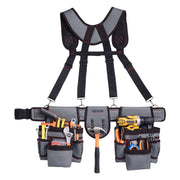 Tool Belt, 22 Pockets Tool Pouch with Suspenders for Men, Heavy Duty Adjustable Utility Belt Bag Suspenders V952-GJDDKXCGKSYBIQ911001V0