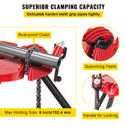 Tripod Pipe Chain Vice Stand 1/8" to 6" w/ Steel Legs & Rubber Mounts Bib V952-GJDJLGQZJ00000001V0