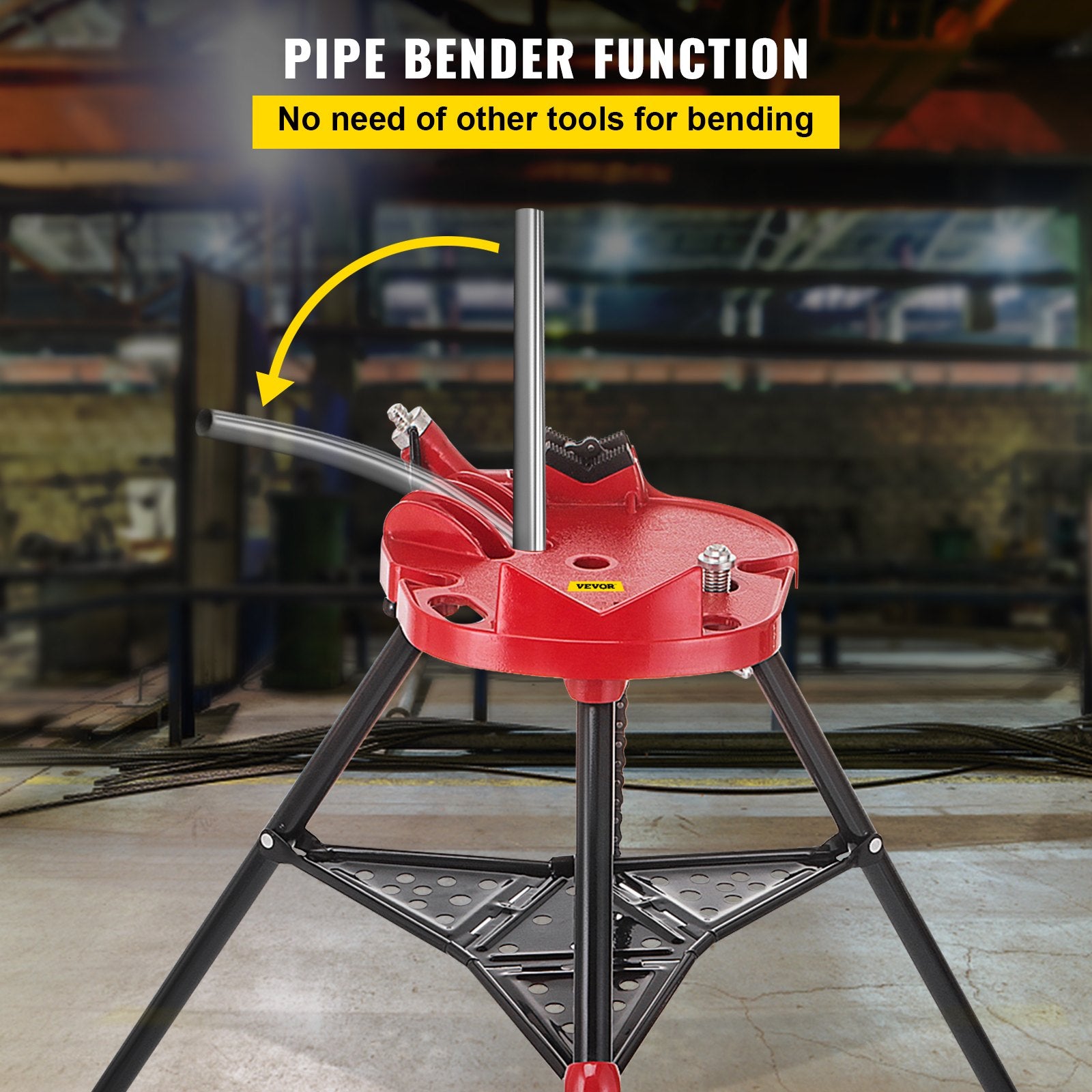 Tripod Pipe Chain Vice Stand 1/8" to 6" w/ Steel Legs & Rubber Mounts Bib V952-GJDJLGQZJ00000001V0