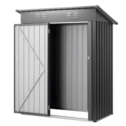 1533 x 876 x 1815 mm Metal Garden Shed, Storage Building with Lockable Door & 2 Louver Vents, Sloped Roof V952-GJF53FTHHSMSOZT3V001V0