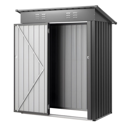 1533 x 876 x 1815 mm Metal Garden Shed, Storage Building with Lockable Door & 2 Louver Vents, Sloped Roof V952-GJF53FTHHSMSOZT3V001V0