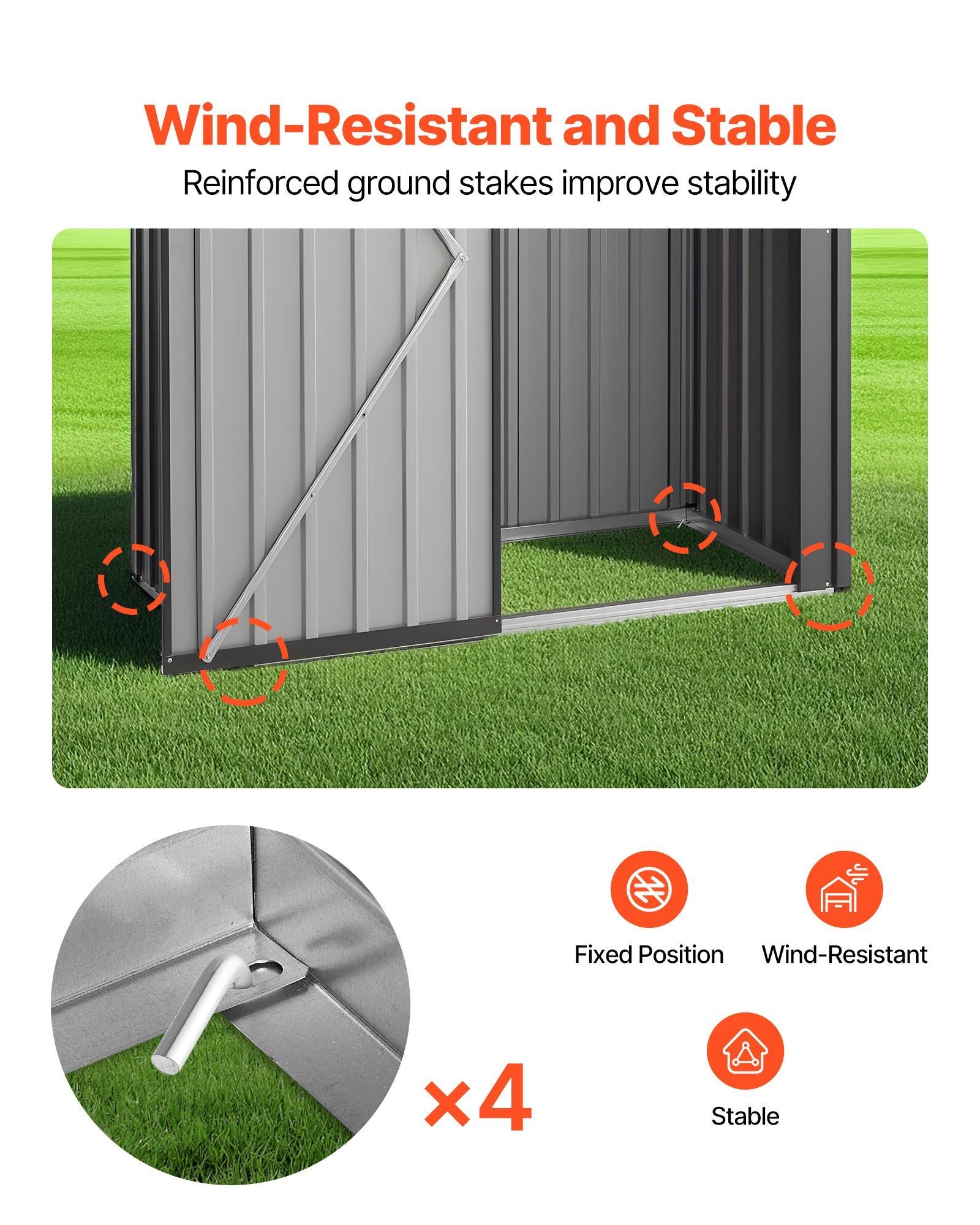 1533 x 876 x 1815 mm Metal Garden Shed, Storage Building with Lockable Door & 2 Louver Vents, Sloped Roof V952-GJF53FTHHSMSOZT3V001V0