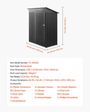 1533 x 876 x 1815 mm Metal Garden Shed, Storage Building with Lockable Door & 2 Louver Vents, Sloped Roof V952-GJF53FTHHSMSOZT3V001V0