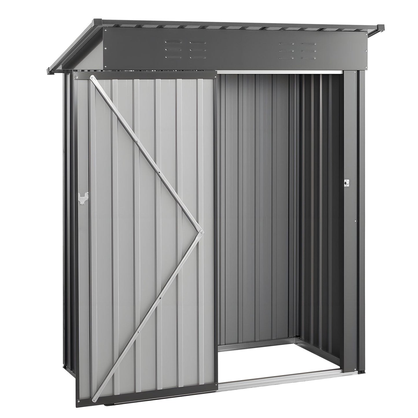 1533 x 876 x 1815 mm Metal Garden Shed, Storage Building with Lockable Door & 2 Louver Vents, Sloped Roof V952-GJF53FTHHSMSOZT3V001V0