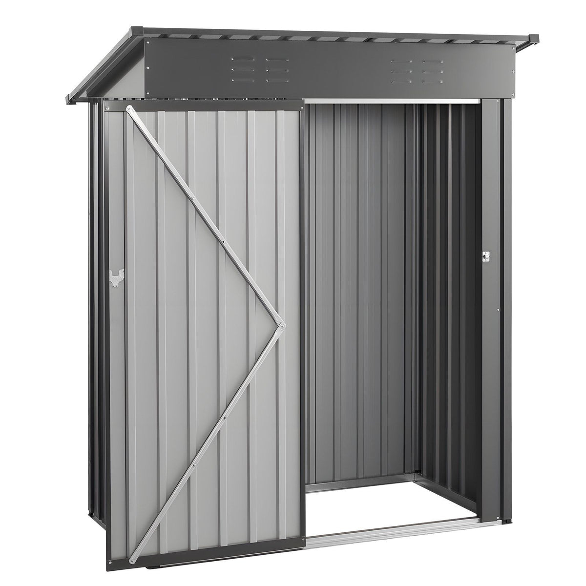 1533 x 876 x 1815 mm Metal Garden Shed, Storage Building with Lockable Door & 2 Louver Vents, Sloped Roof V952-GJF53FTHHSMSOZT3V001V0