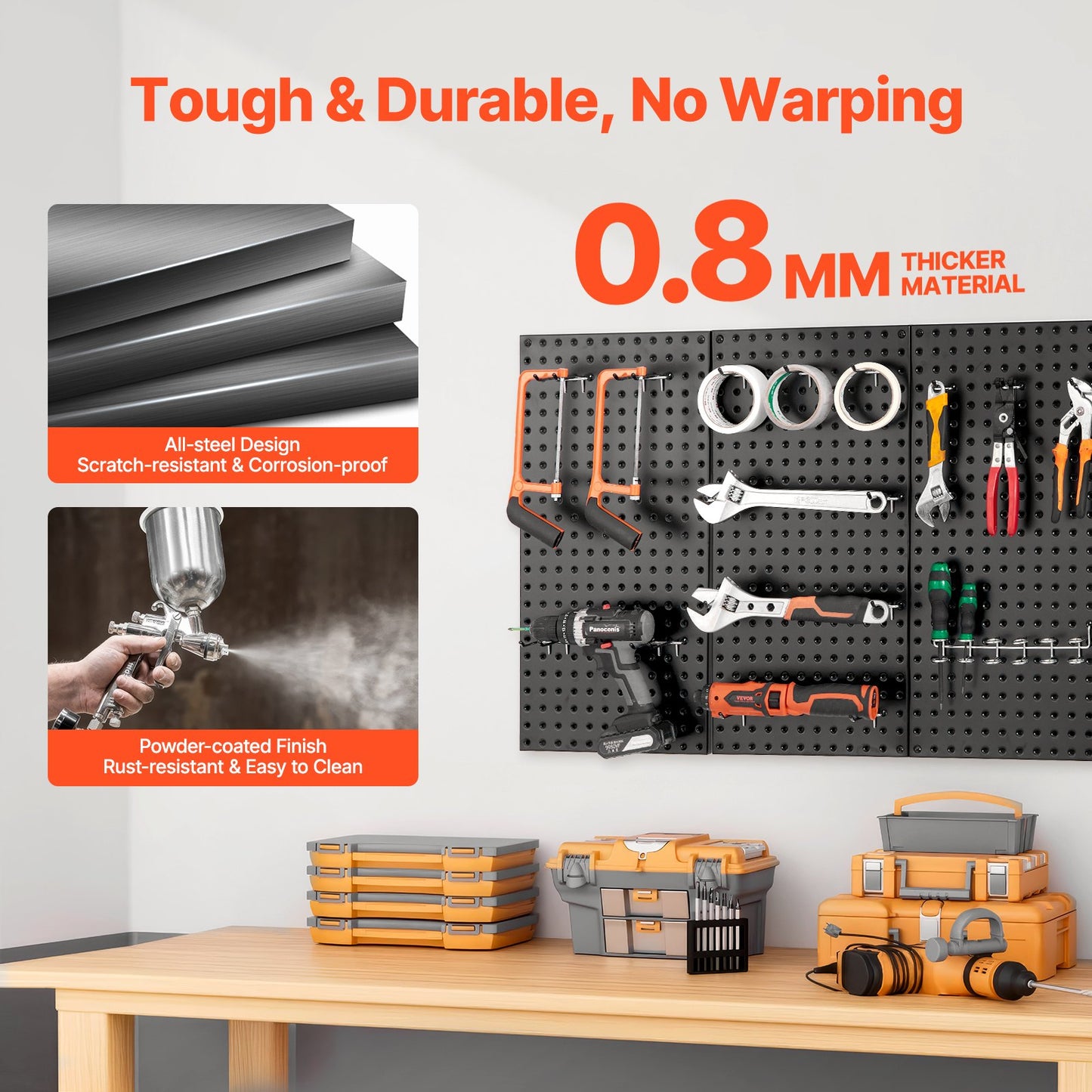 Metal Pegboard Panels609.6 x 304.8 mm3 Panels Wall Organizer for Home V952-GJGBHSJS24127XEN9V0