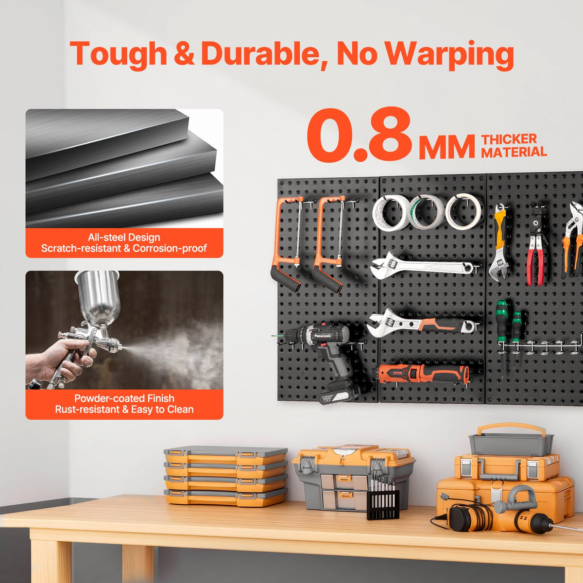 Metal Pegboard Panels609.6 x 304.8 mm3 Panels Wall Organizer for Home V952-GJGBHSJS24127XEN9V0