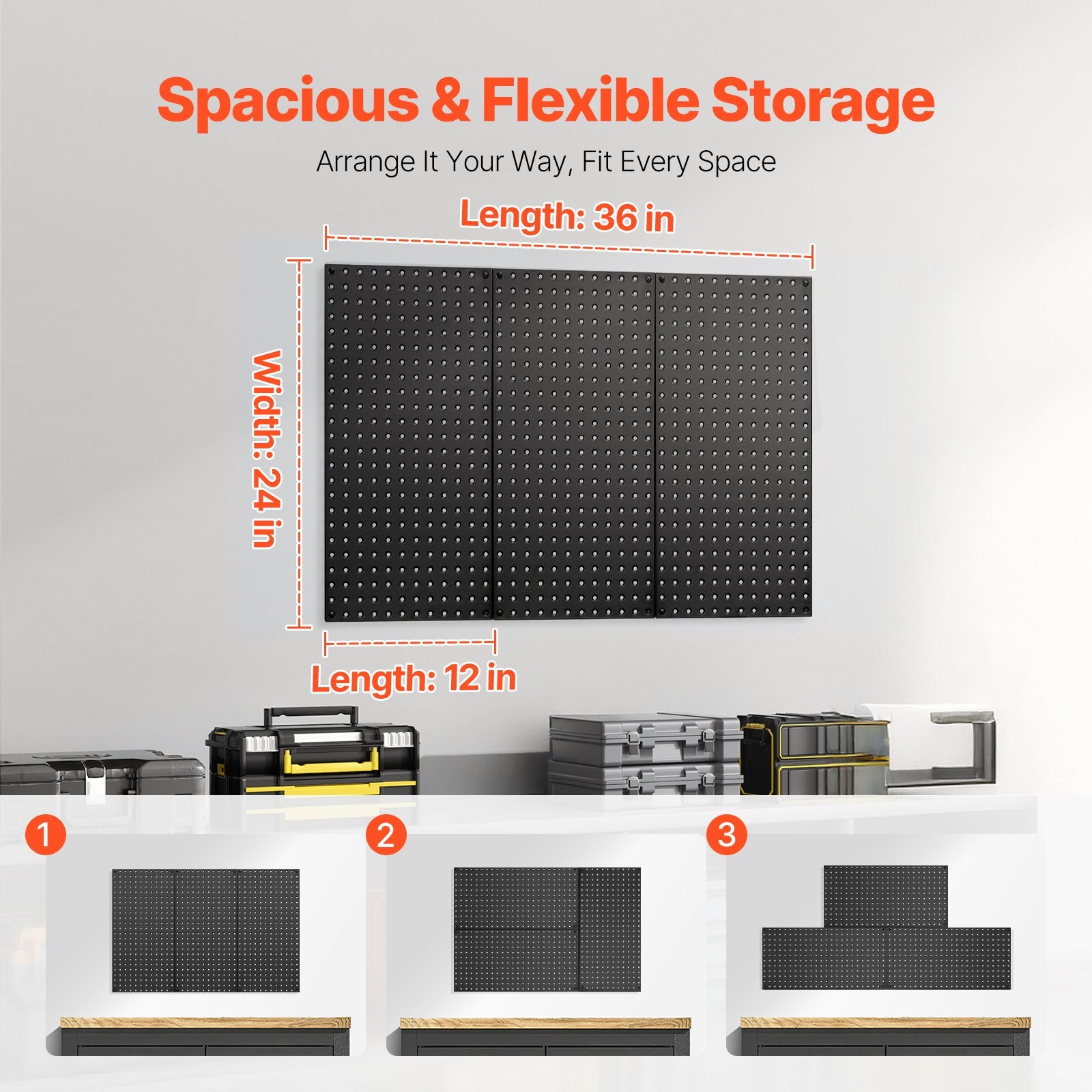 Metal Pegboard Panels609.6 x 304.8 mm3 Panels Wall Organizer for Home V952-GJGBHSJS24127XEN9V0