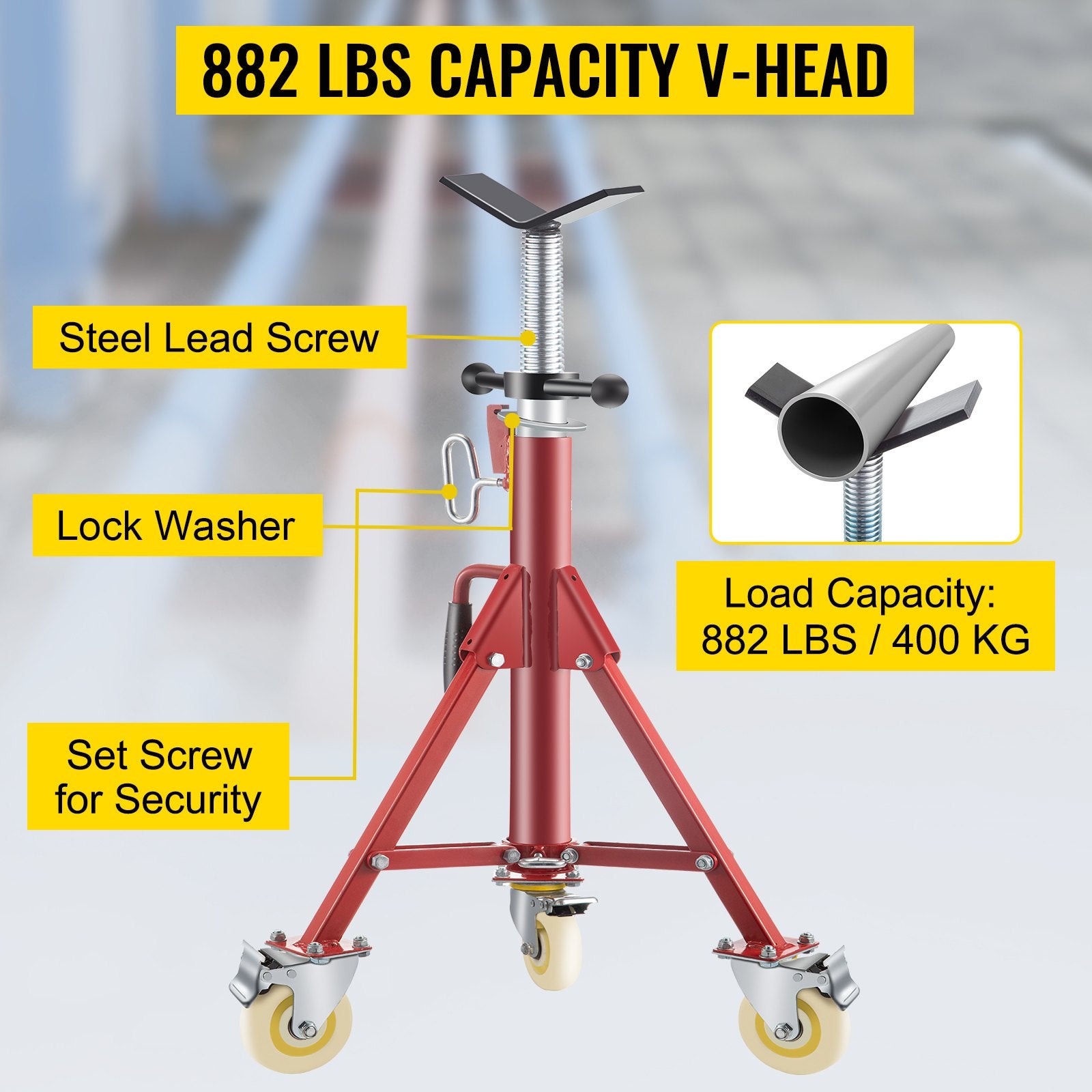 Pipe Stand, Pipe Jack Stands with Casters Adjustable Height 28-52 Inch, V Head Pipe Stand 882 LB, Folding V952-GJGJXDL1107AV65OSV0