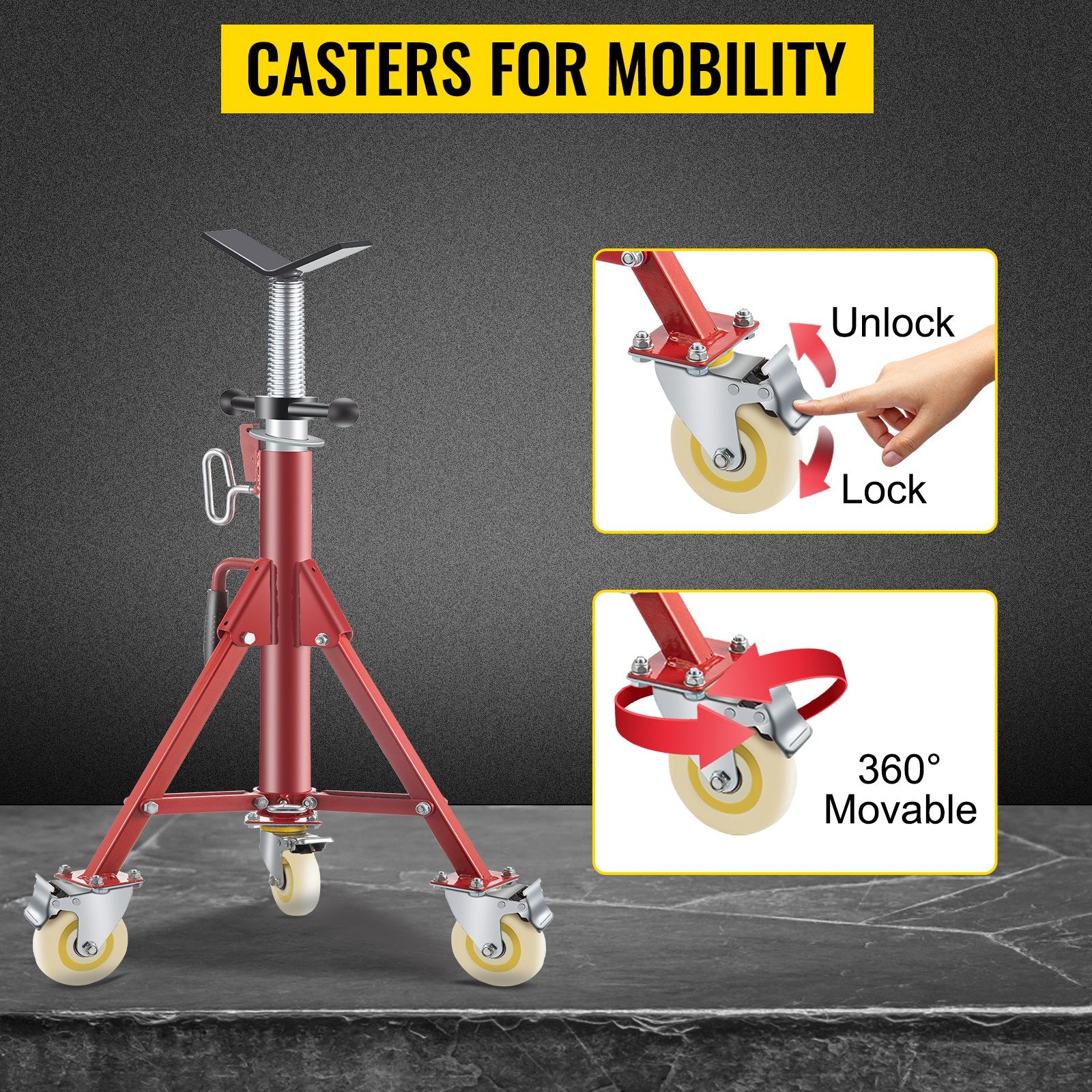 Pipe Stand, Pipe Jack Stands with Casters Adjustable Height 28-52 Inch, V Head Pipe Stand 882 LB, Folding V952-GJGJXDL1107AV65OSV0