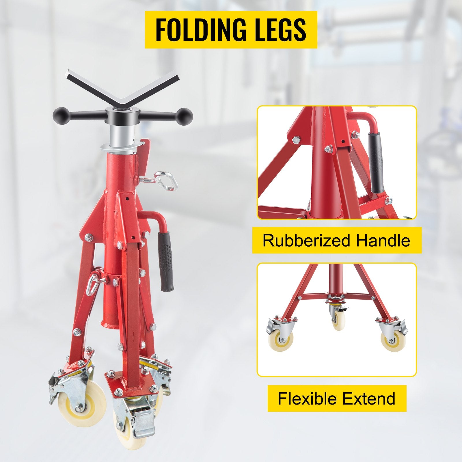 Pipe Stand, Pipe Jack Stands with Casters Adjustable Height 28-52 Inch, V Head Pipe Stand 882 LB, Folding V952-GJGJXDL1107AV65OSV0