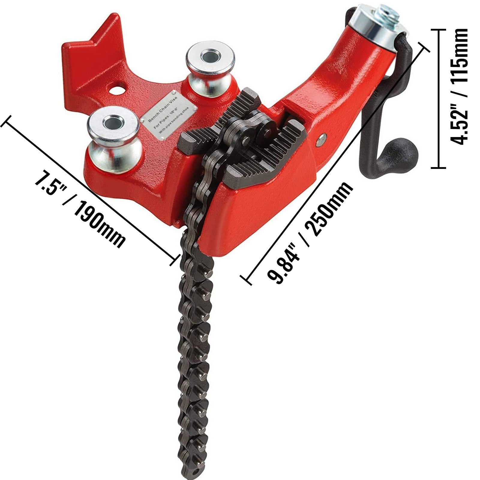 Screw Bench Chain Vice For 1/8'' to 5'' Pipe Bench Vice With Crank Handle V952-GJLGTHQ0000000001V0