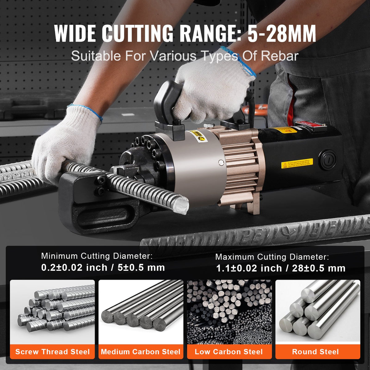 2000W Electric Hydraulic Rebar Cutter Cutting up to 1.1 Inch 5-28mm V952-GJQDJLHJQX28H1FBLV3