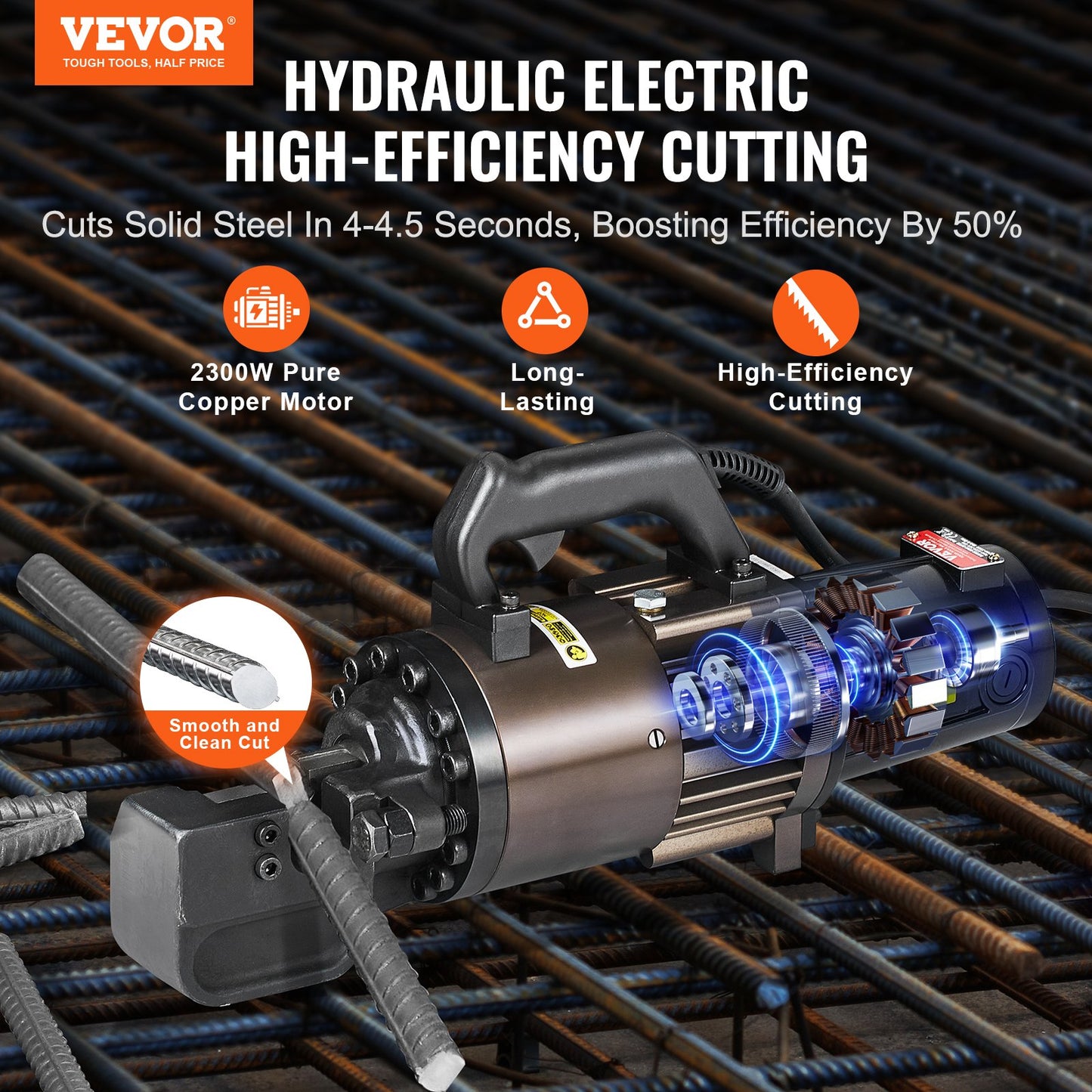 2300W Electric Hydraulic Rebar Cutter Cutting up to 1.26 Inch 5-32mm V952-GJQDJLHJQX32XKKR0V3