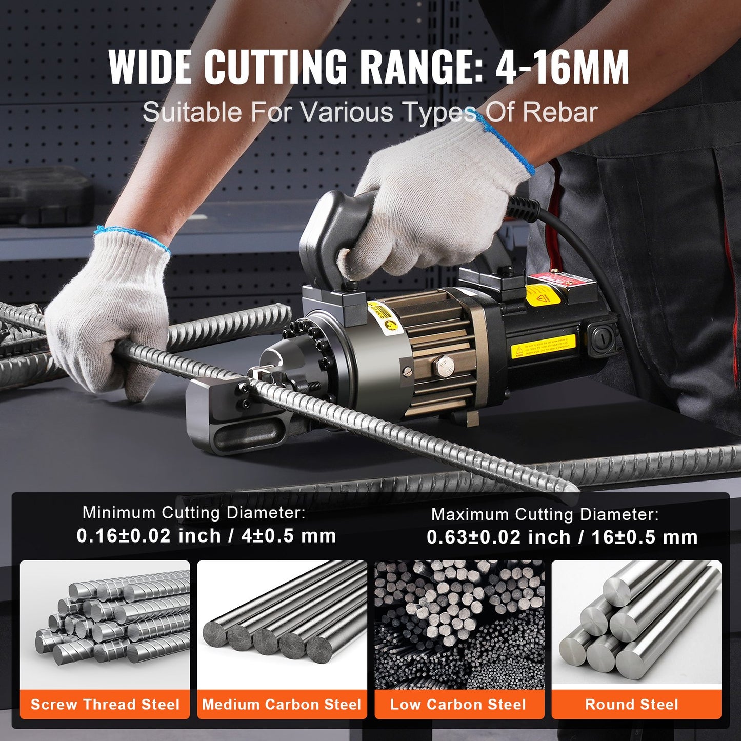 Electric Hydraulic Rebar Cutter, 1000W Portable Rebar Cutter, Cutting up to 5/8 Inch (4-16mm) #5 Rebar within V952-GJQDJQX16MMLANFZXV3