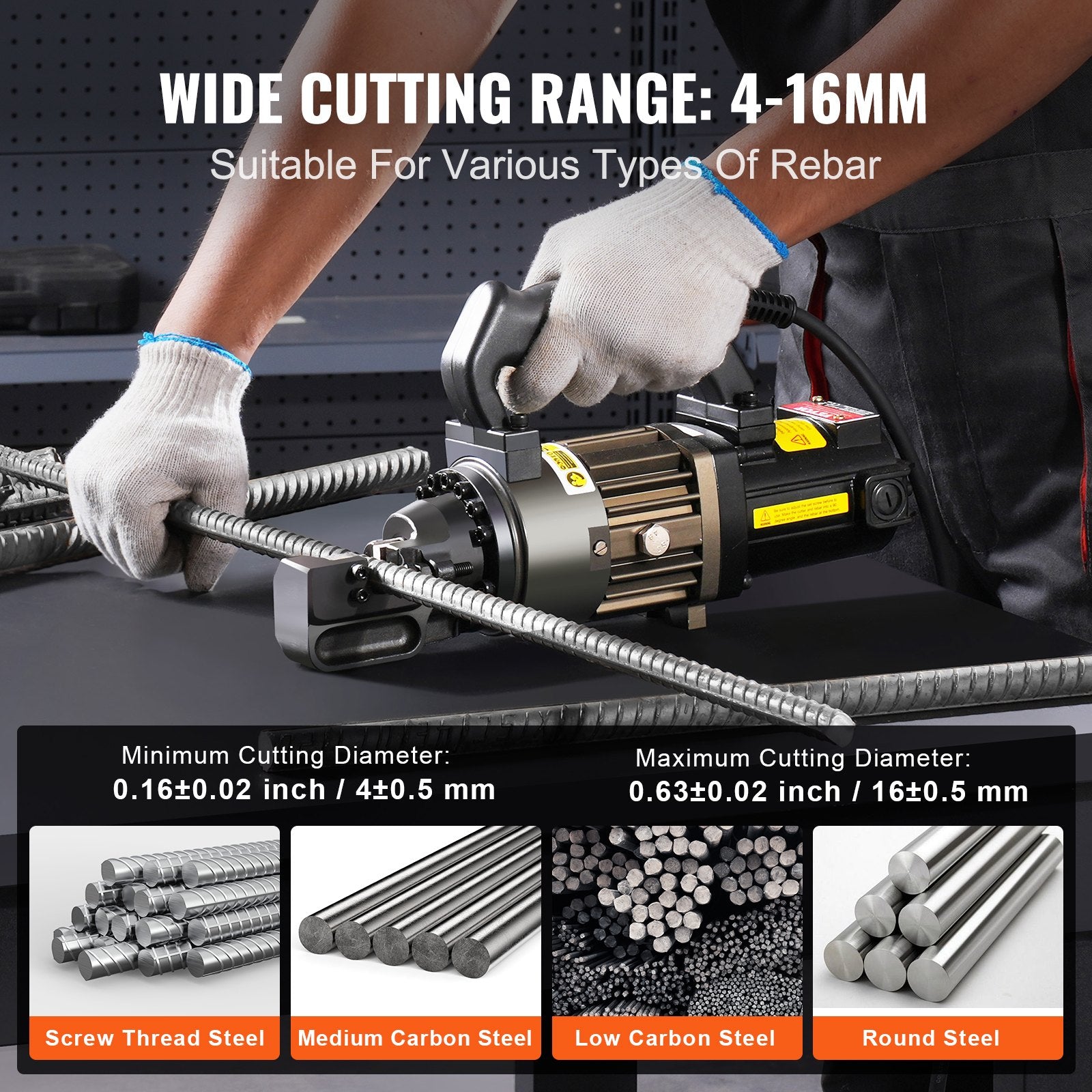Electric Hydraulic Rebar Cutter, 1000W Portable Rebar Cutter, Cutting up to 5/8 Inch (4-16mm) #5 Rebar within V952-GJQDJQX16MMLANFZXV3