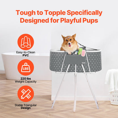 Portable Dog Bathtub, Elevated & Foldable Space-saving Pet Shower Station with Efficient Drainage, Bathing V952-GJRQCWYGQHSKWNN3XV0