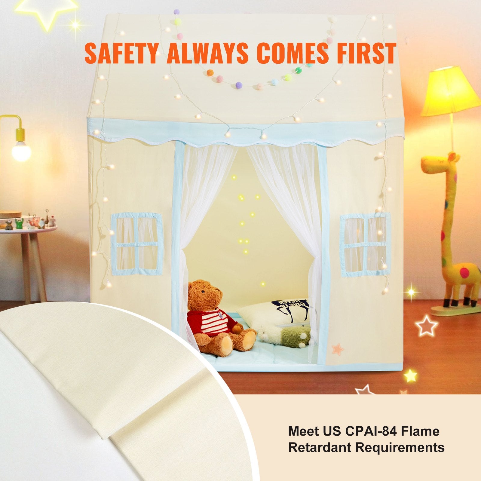Kids Play Tent, Kids Tent for Kids 1-5 Years Old, Toddler Tent with Mat and Tent Lamp, Tent for Kids with V952-GJSETZPFW5239J8HLV9