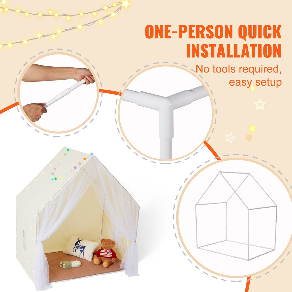 Kids Play Tent, Kids Tent for Kids 1-5 Years Old, Toddler Tent with Mat and Tent Lamp, Tent for Kids with V952-GJSETZPMGZP5OBPMNV9