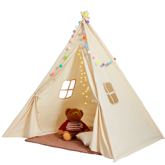 Kids Play Tent, Teepee Tent for Kids 1-5 Years Old, Toddler Tent with Mat and Plush Decorative Balls, Tent V952-GJSETZPZXJCKHHZ4UV0