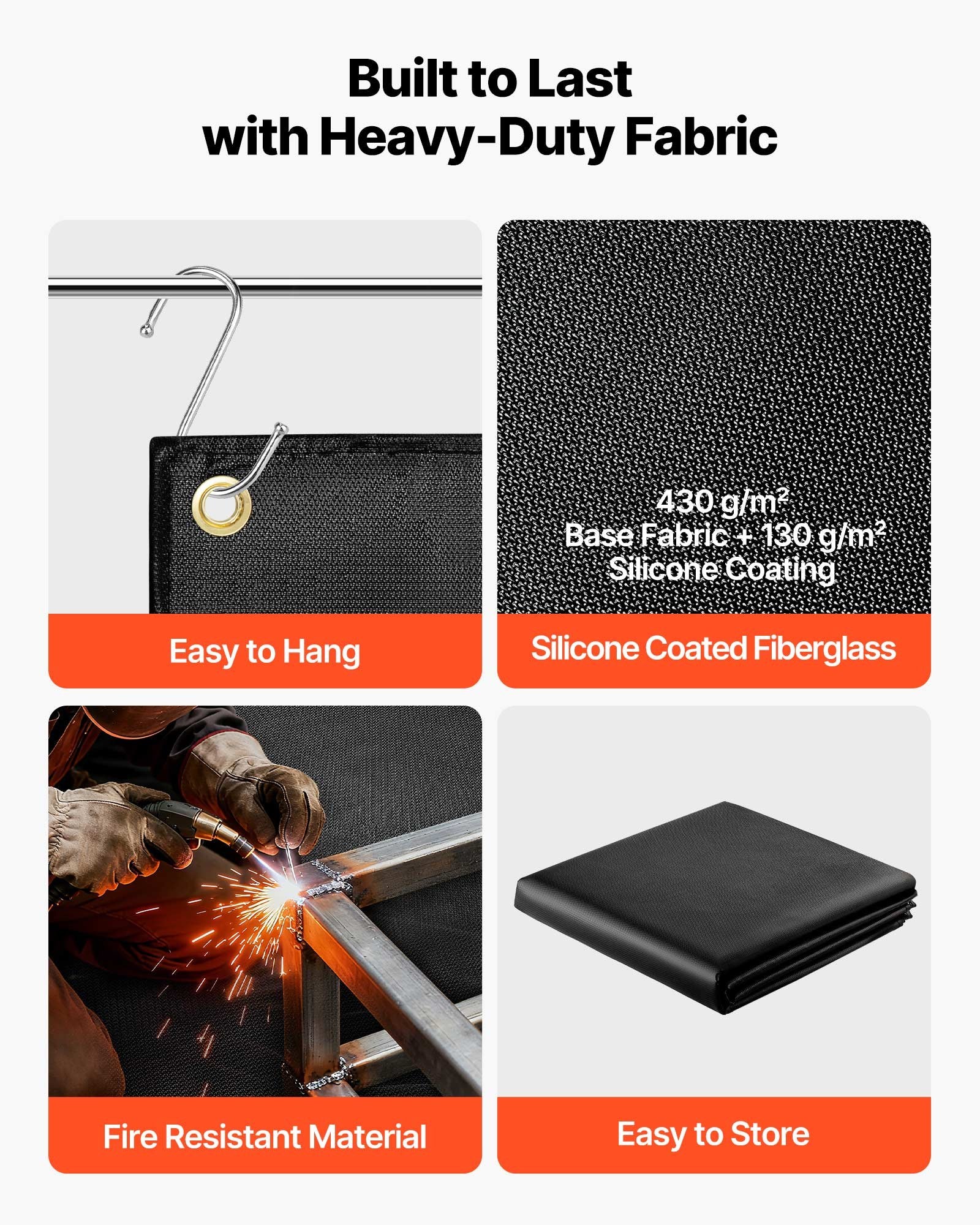 Welding Blanket, 1219mm x 1829mm Silicone Coated Fiberglass Welding Blanket, 1800 degrees F Heat Resistant V952-GJTCBLXWHTTCO5VKE001V0