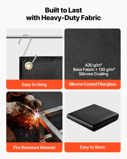 Welding Blanket, 1219mm x 1829mm Silicone Coated Fiberglass Welding Blanket, 1800 degrees F Heat Resistant V952-GJTCBLXWHTTCO5VKE001V0