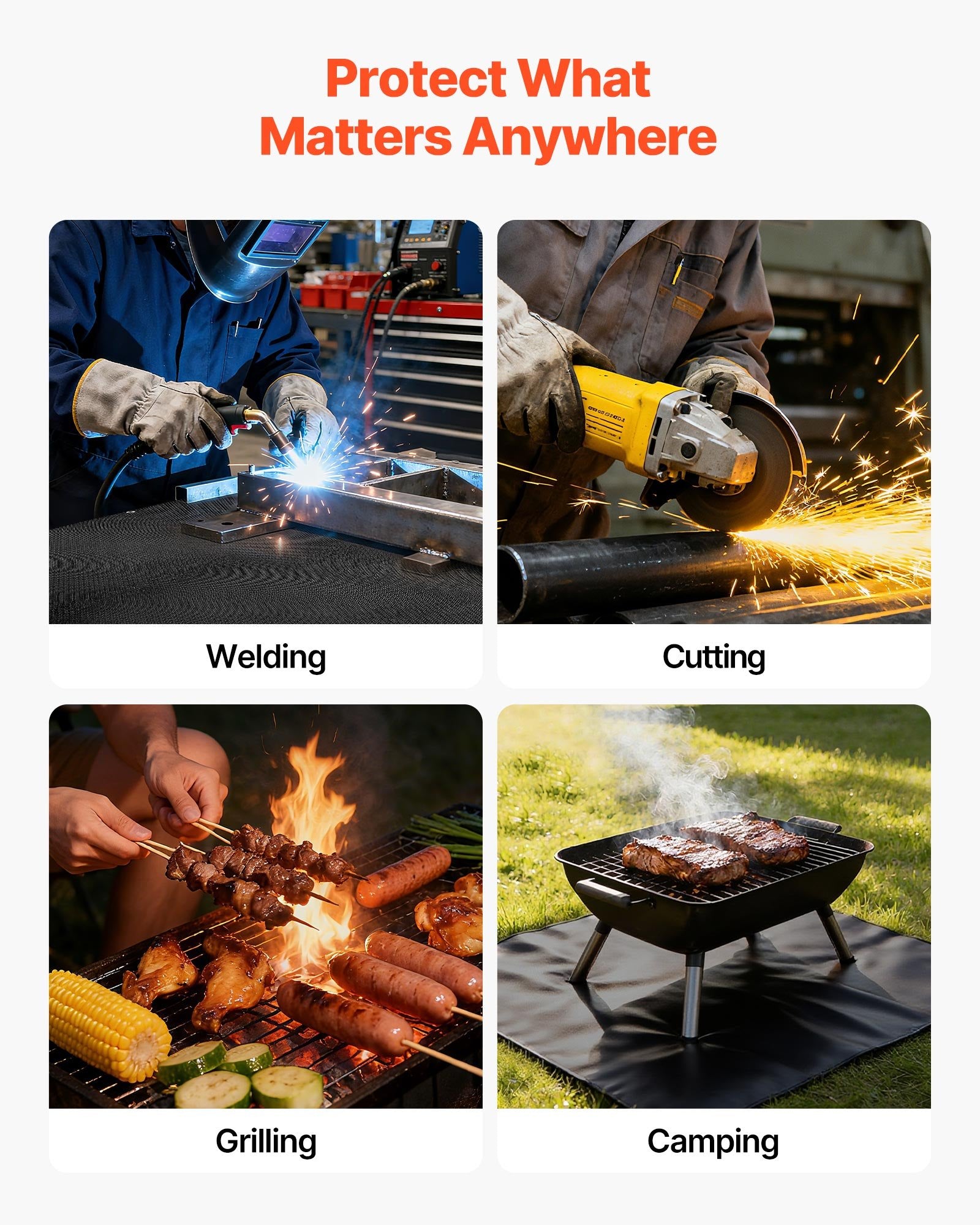 Welding Blanket, 1219mm x 1829mm Silicone Coated Fiberglass Welding Blanket, 1800 degrees F Heat Resistant V952-GJTCBLXWHTTCO5VKE001V0