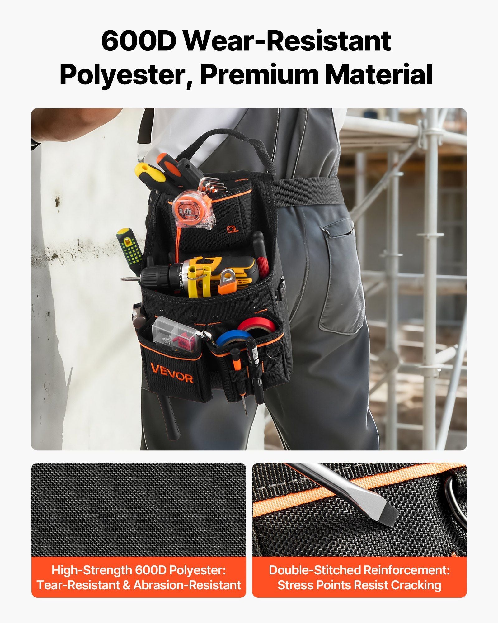 Tool Pouch with Belt, 14 Pockets Professional Tool Belt Pouch for Men, Heavy Duty Detachable Adjustable V952-GJYDKXZYKDYBZ1J5M001V0