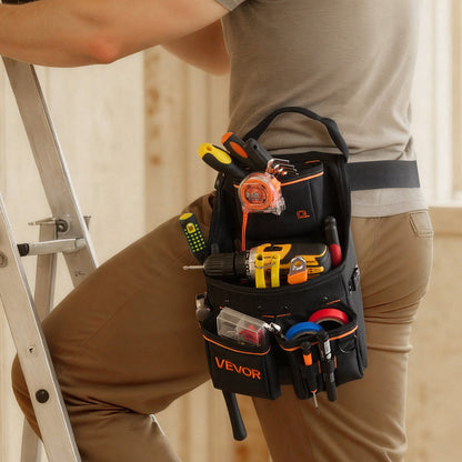 Tool Pouch with Belt, 14 Pockets Professional Tool Belt Pouch for Men, Heavy Duty Detachable Adjustable V952-GJYDKXZYKDYBZ1J5M001V0