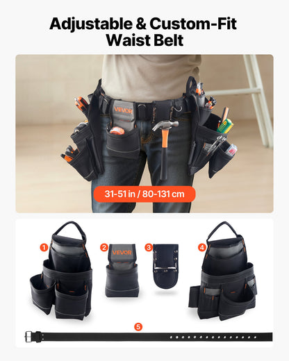 Tool Belt, 18 Pockets Professional Tool Pouch for Men, Heavy Duty Adjustable Utility Belt Detachable Work Bag V952-GJYDKXZYKSYBRCQ0J001V0