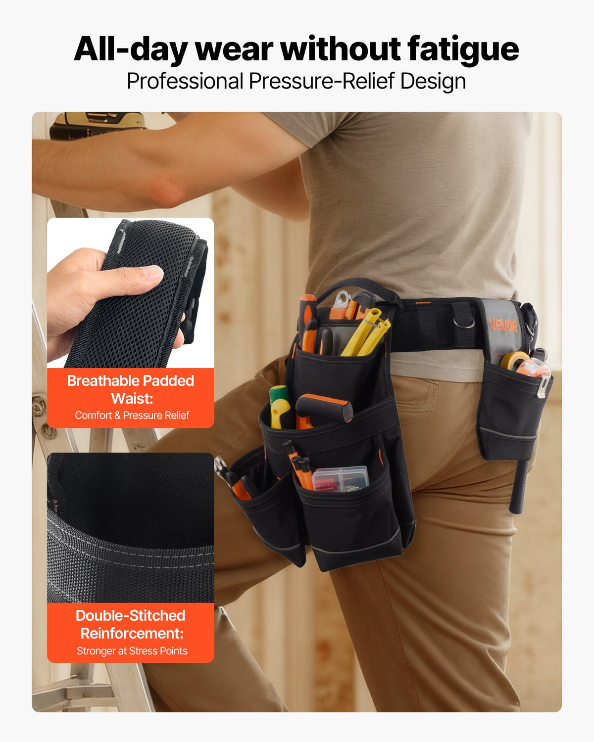 Tool Belt, 18 Pockets Professional Tool Pouch for Men, Heavy Duty Adjustable Utility Belt Detachable Work Bag V952-GJYDKXZYKSYBRCQ0J001V0