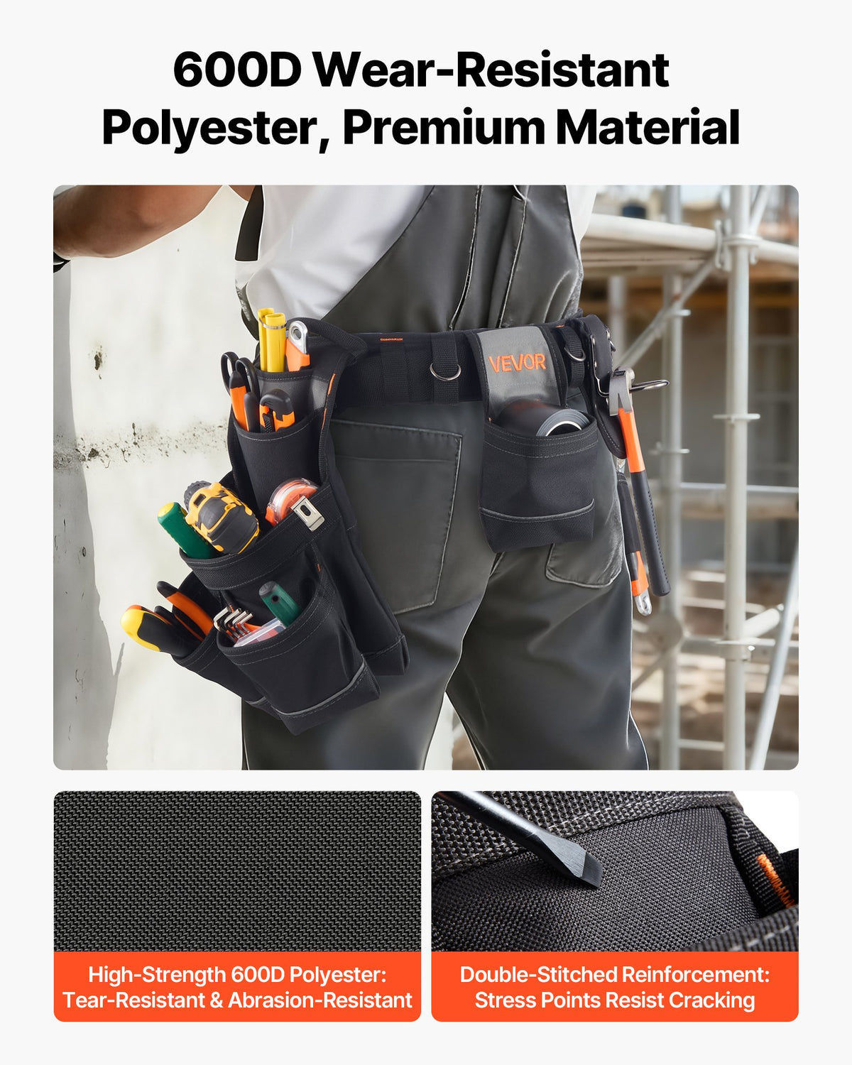Tool Belt, 18 Pockets Professional Tool Pouch for Men, Heavy Duty Adjustable Utility Belt Detachable Work Bag V952-GJYDKXZYKSYBRCQ0J001V0