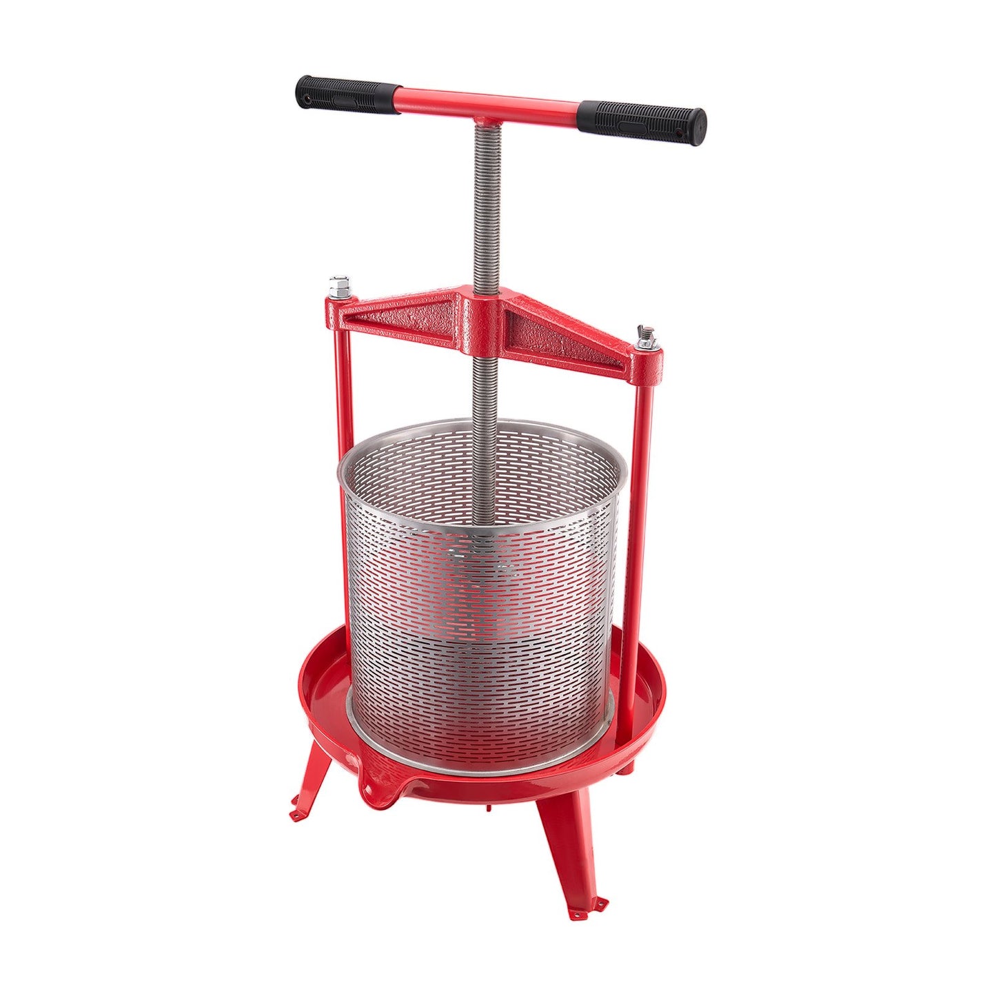 3.69 Gal/14L Fruit Wine Press, Stainless Steel Basket with Cross-beam and Triangular Structure, Manual Juice V952-GJYZJLSBXG142GNCWV0