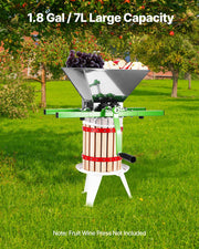 1.8 Gal/7L Fruit and Apple Crusher, Large Manual Grinder, Stainless Steel Fruit Scratter Pulper for Wine V952-GJYZJLSBXG7LH0QABV0