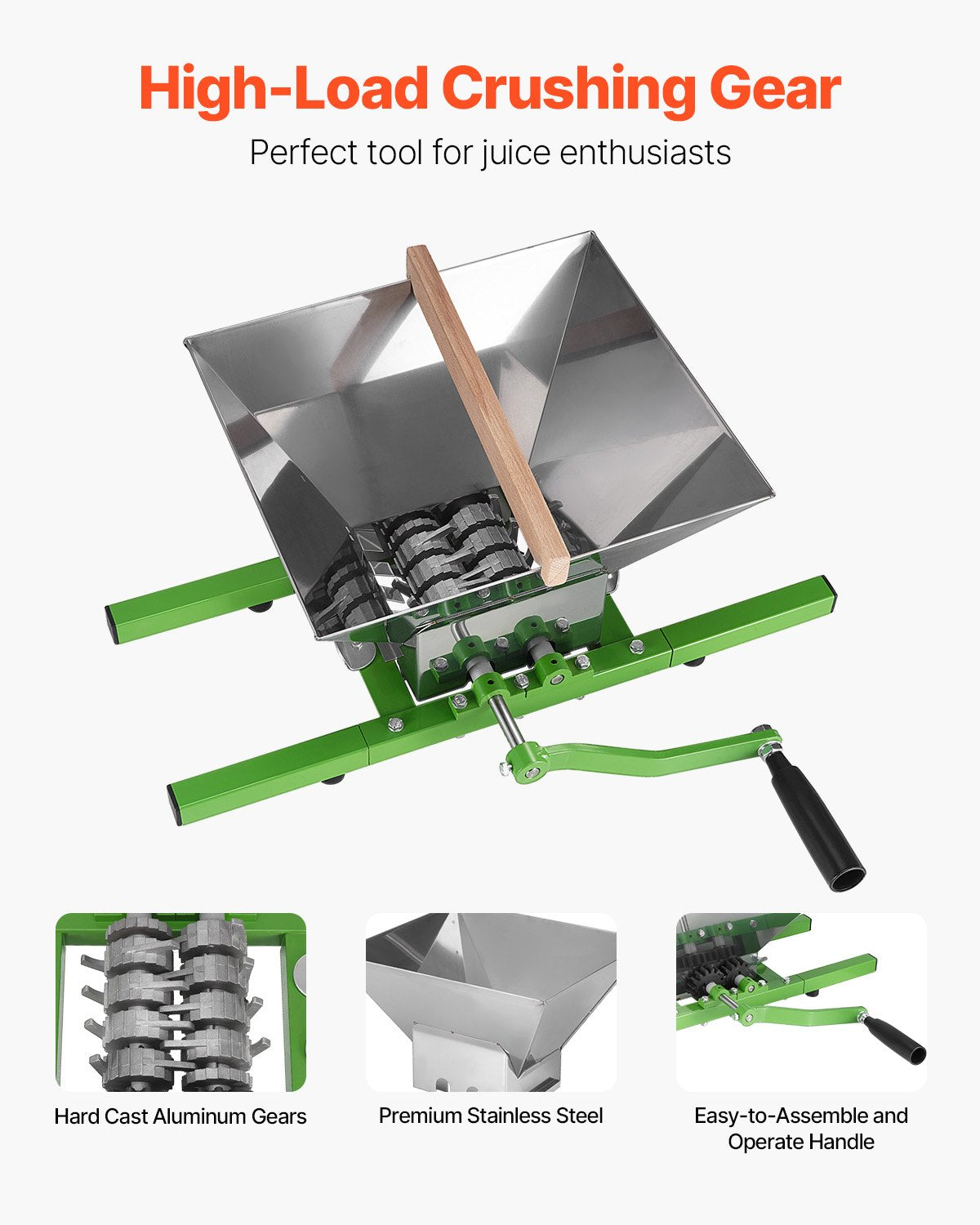 1.8 Gal/7L Fruit and Apple Crusher, Large Manual Grinder, Stainless Steel Fruit Scratter Pulper for Wine V952-GJYZJLSBXG7LH0QABV0