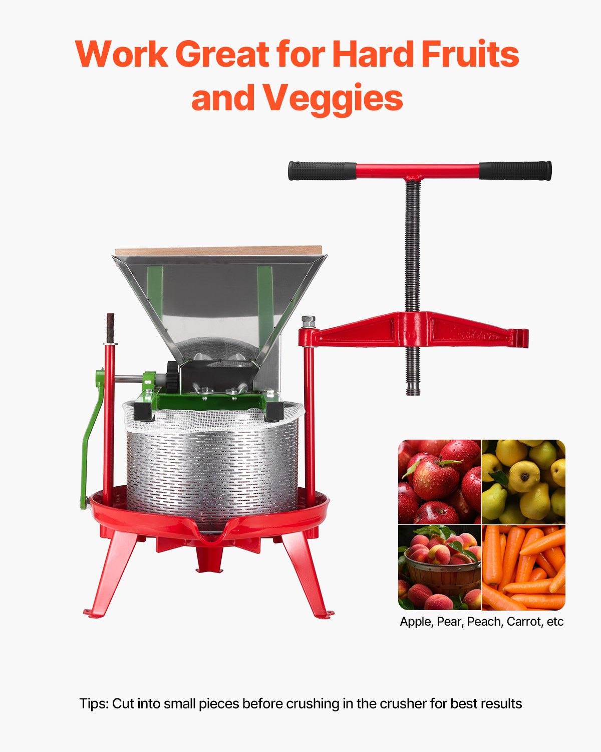 1.8 Gal/7L Fruit and Apple Crusher, Large Manual Grinder, Stainless Steel Fruit Scratter Pulper for Wine V952-GJYZJLSBXG7LH0QABV0