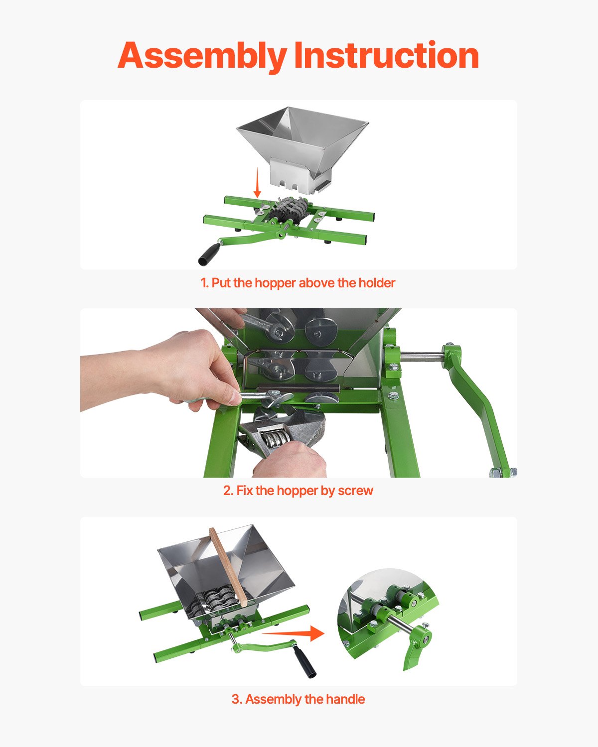 1.8 Gal/7L Fruit and Apple Crusher, Large Manual Grinder, Stainless Steel Fruit Scratter Pulper for Wine V952-GJYZJLSBXG7LH0QABV0