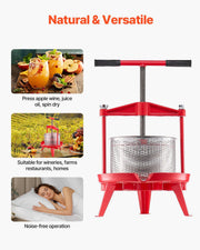 2.38 Gal/9L Fruit Wine Press, Stainless Steel Basket with Cross-beam and Triangular Structure, Manual Juice V952-GJYZJLSBXG9LCJBFPV0