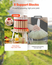 Fruit Wine Press Manual Press for Wine Making 3.2 Gal/12L Wood Basket V952-GJYZJLSSM12LGR2A1V0