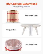 Fruit Wine Press Manual Press for Wine Making 3.2 Gal/12L Wood Basket V952-GJYZJLSSM12LGR2A1V0