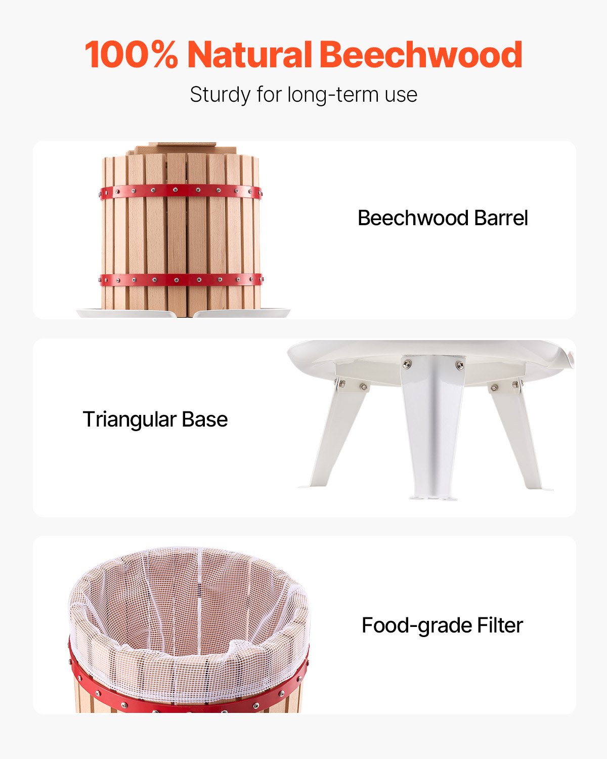 Fruit Wine Press Manual Press for Wine Making 3.2 Gal/12L Wood Basket V952-GJYZJLSSM12LGR2A1V0
