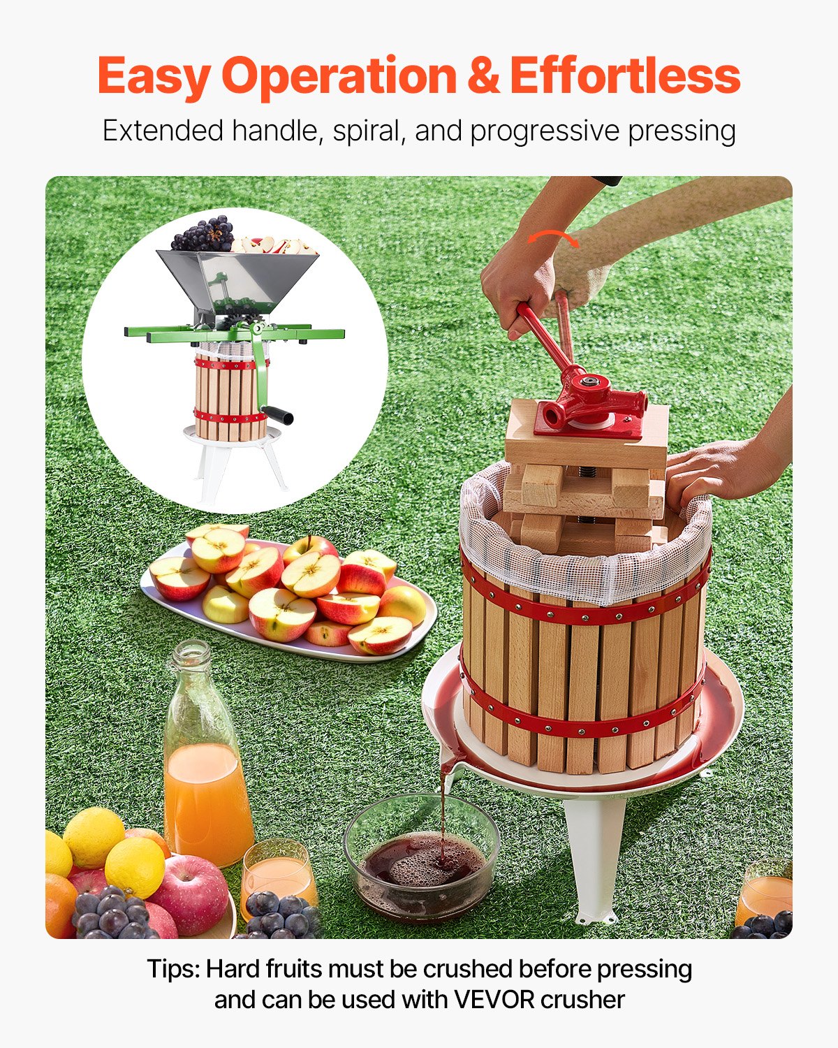 Fruit Wine Press Manual Press for Wine Making 3.2 Gal/12L Wood Basket V952-GJYZJLSSM12LGR2A1V0