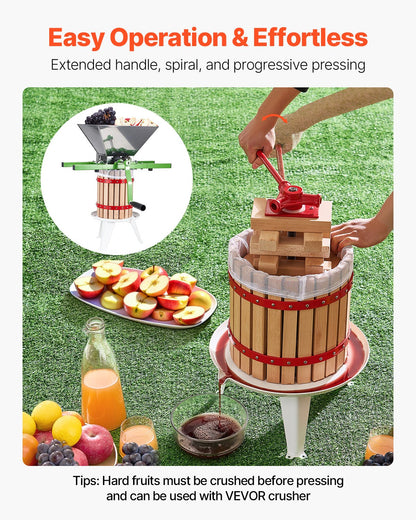 Fruit Wine Press Manual Press for Wine Making 3.2 Gal/12L Wood Basket V952-GJYZJLSSM12LGR2A1V0