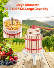 Fruit Wine Press Manual Press for Wine Making 3.2 Gal/12L Wood Basket V952-GJYZJLSSM12LGR2A1V0