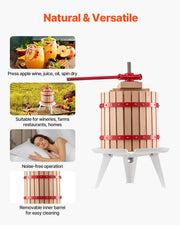 Fruit Wine Press Manual Press for Wine Making 3.2 Gal/12L Wood Basket V952-GJYZJLSSM12LGR2A1V0