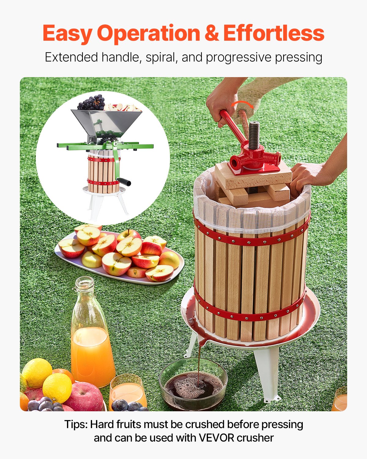Fruit Wine Press Manual Press for Wine Making 4.75 Gal/18L Wood Basket V952-GJYZJLSSM18LC9D1UV0