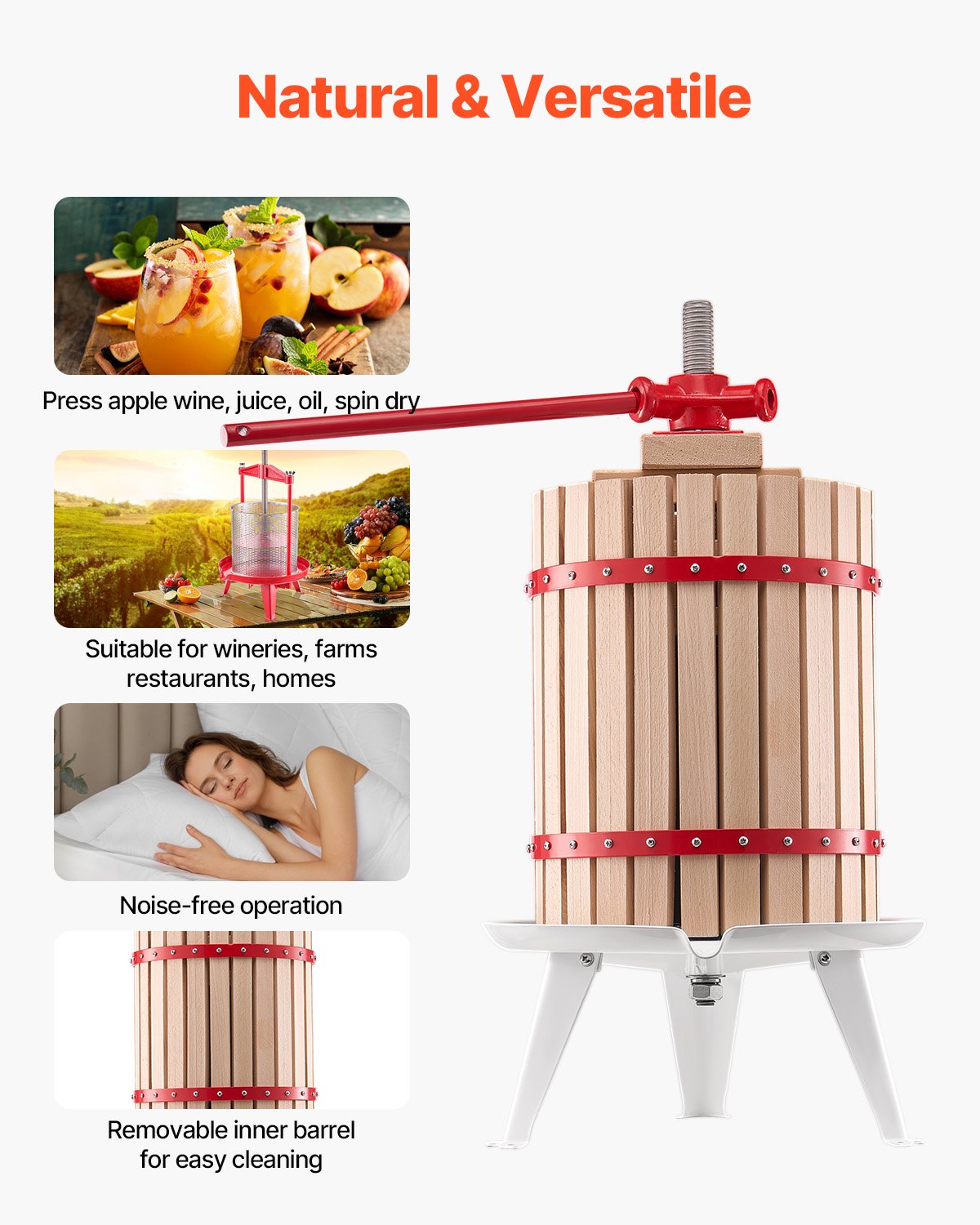 Fruit Wine Press Manual Press for Wine Making 4.75 Gal/18L Wood Basket V952-GJYZJLSSM18LC9D1UV0
