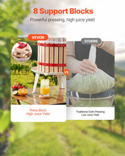 1.6 Gal/6L Fruit Wine Press, Solid Wood Basket with 8 Blocks, Heavy Duty Manual Juice Maker, Cider Apple V952-GJYZJLSSM6LB7BMXAV0